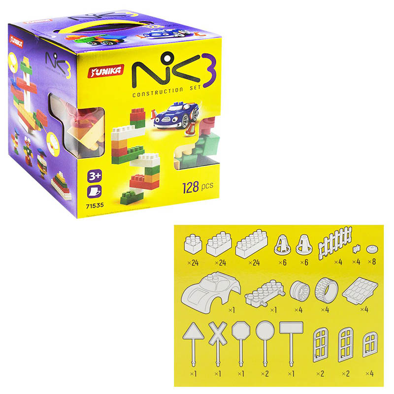 Конструктор детский "NIK-3" (128 дет.) коробка 71535