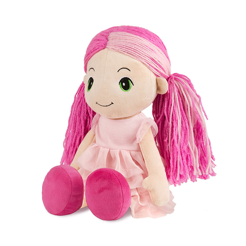 Кукла Стильняшка с Розовой Прядью в  Платье с Воланами, 40 см