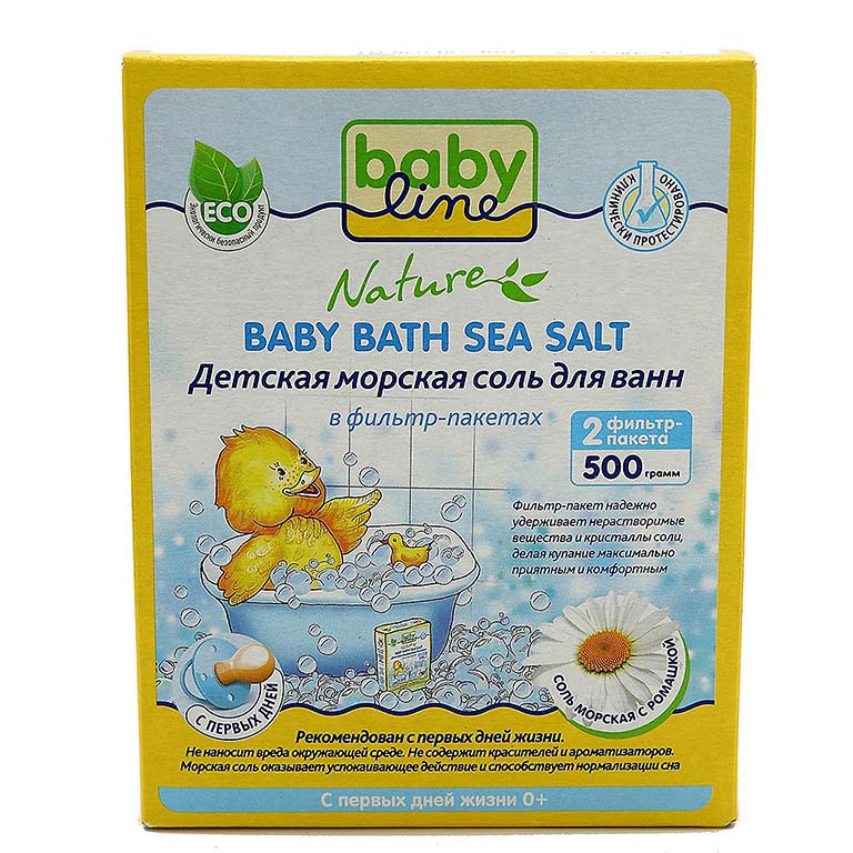 BABYLINE NATURE Детск.морск.соль д/ванн 500 гр. Ромашкой