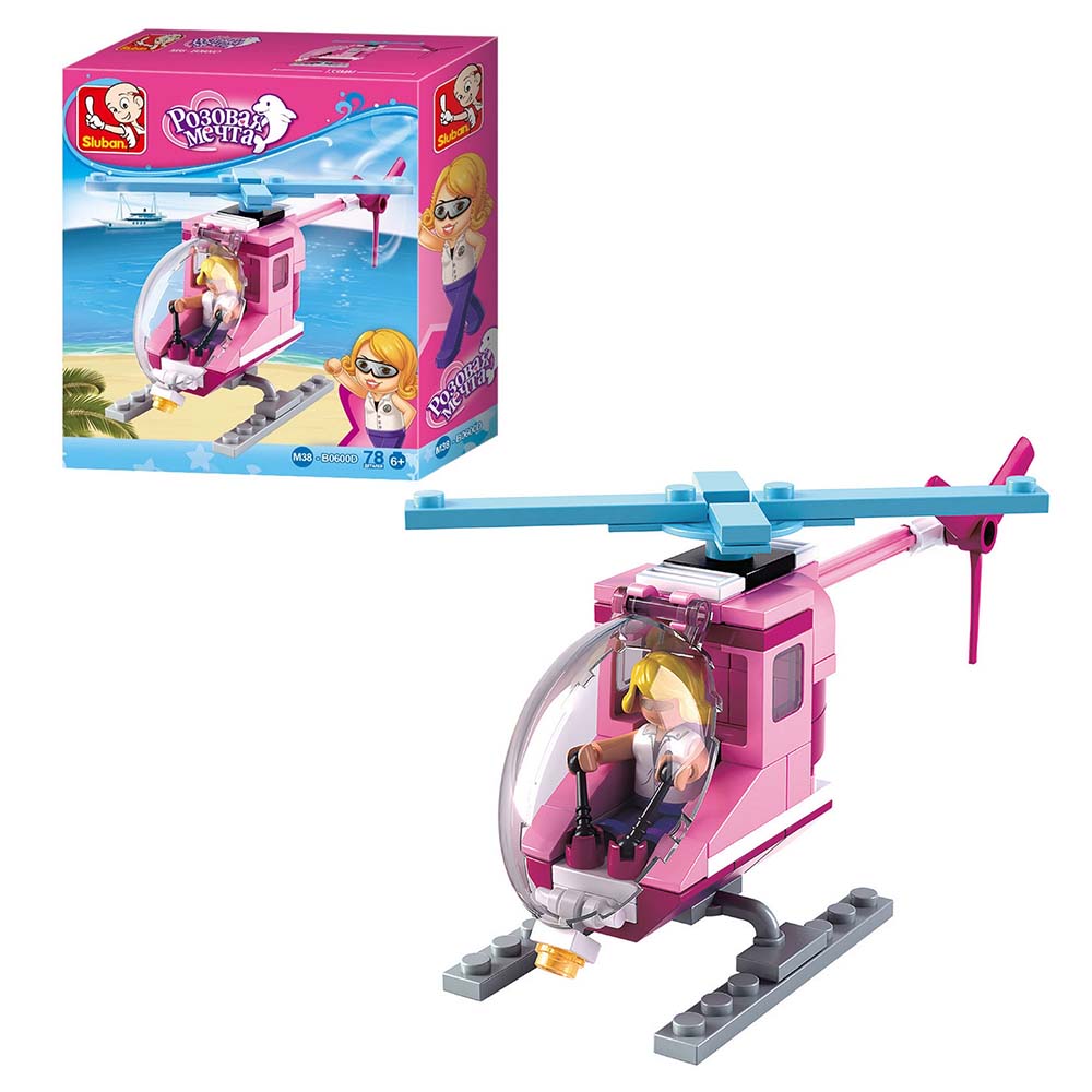 Конструктор Розовая Мечта «Пляжный вертолёт», 78 деталей 2687137