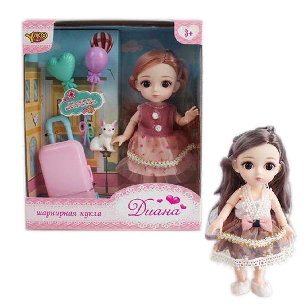 Мини кукла в наборе. Шарнирная кукла Диана ( с чемоданчиком) (Арт. M0575-2)
