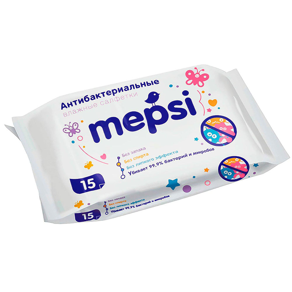 MEPSI 0157 Влажные антибак салфетки, 15шт