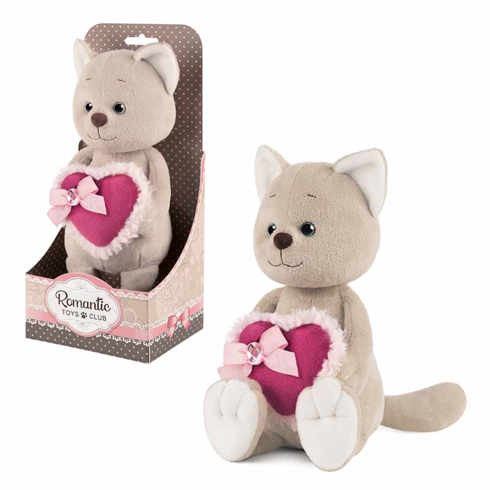 Игрушки Мягкая Игрушка Maxitoys Luxury Romantic Toys Club Романтичный Котик с Розовым Сердечком, 25 см, в Коробке MT-GU022020-1-25