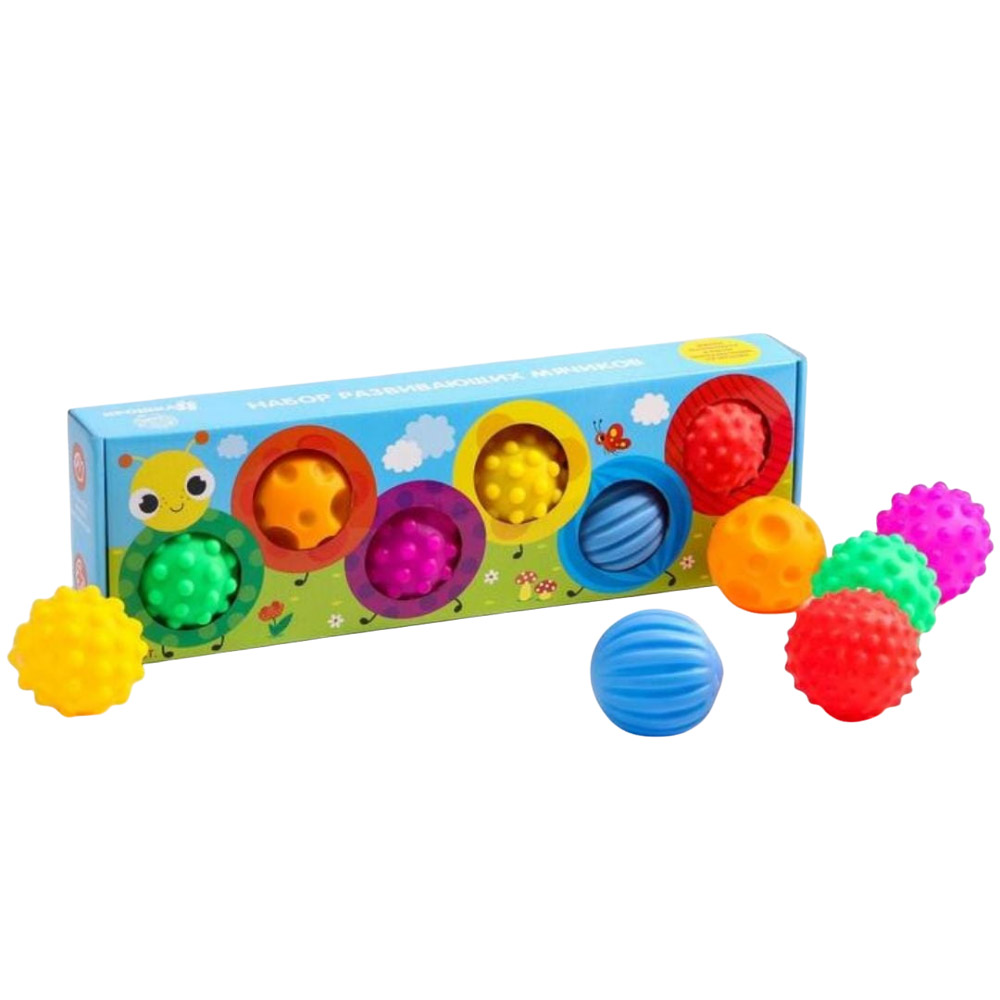 Подарочный набор массажных развивающих мячиков «Гусеница» 6 шт 6579811