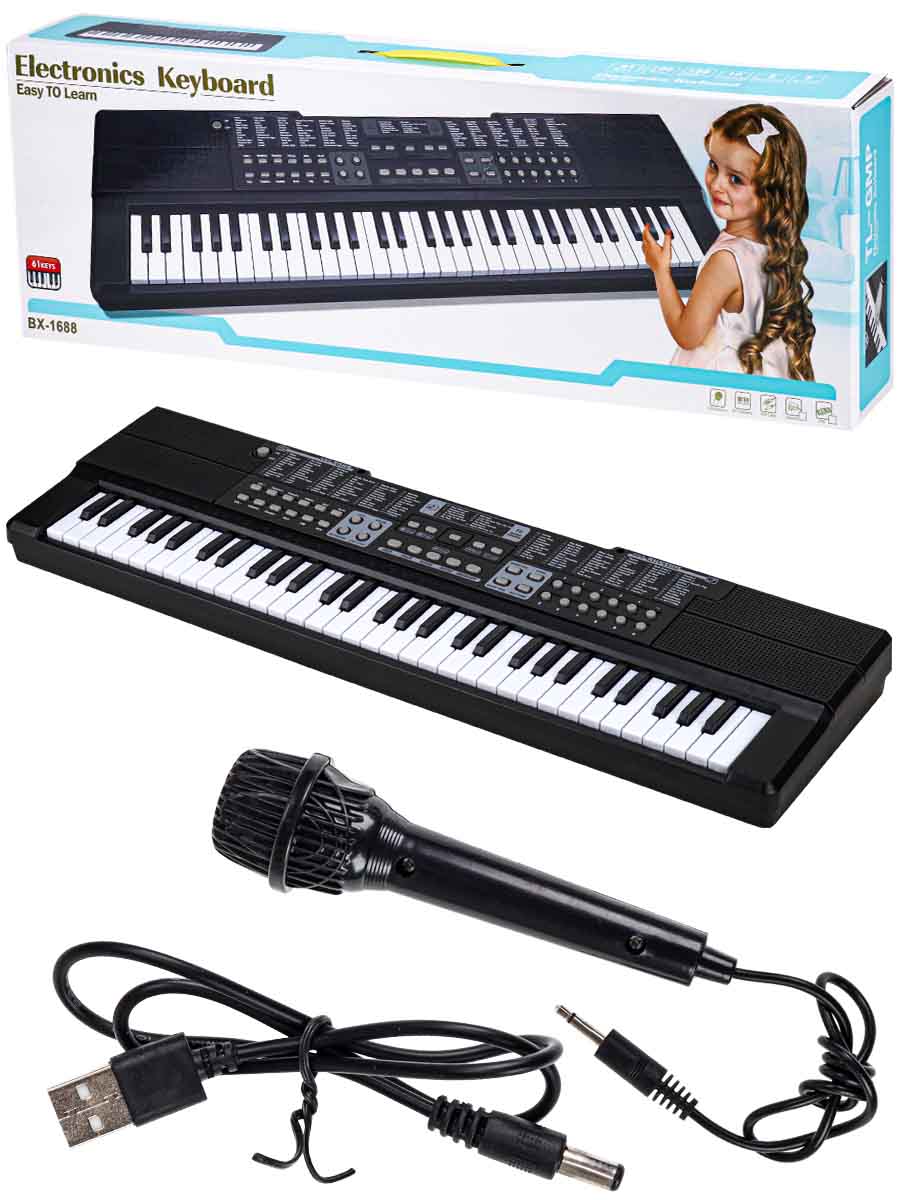 Музыкальная игрушка"Синтезатор"(микрофон,USB в к-те,в кор.)(71,5x9x23,8cм) ( Арт. 1843085)