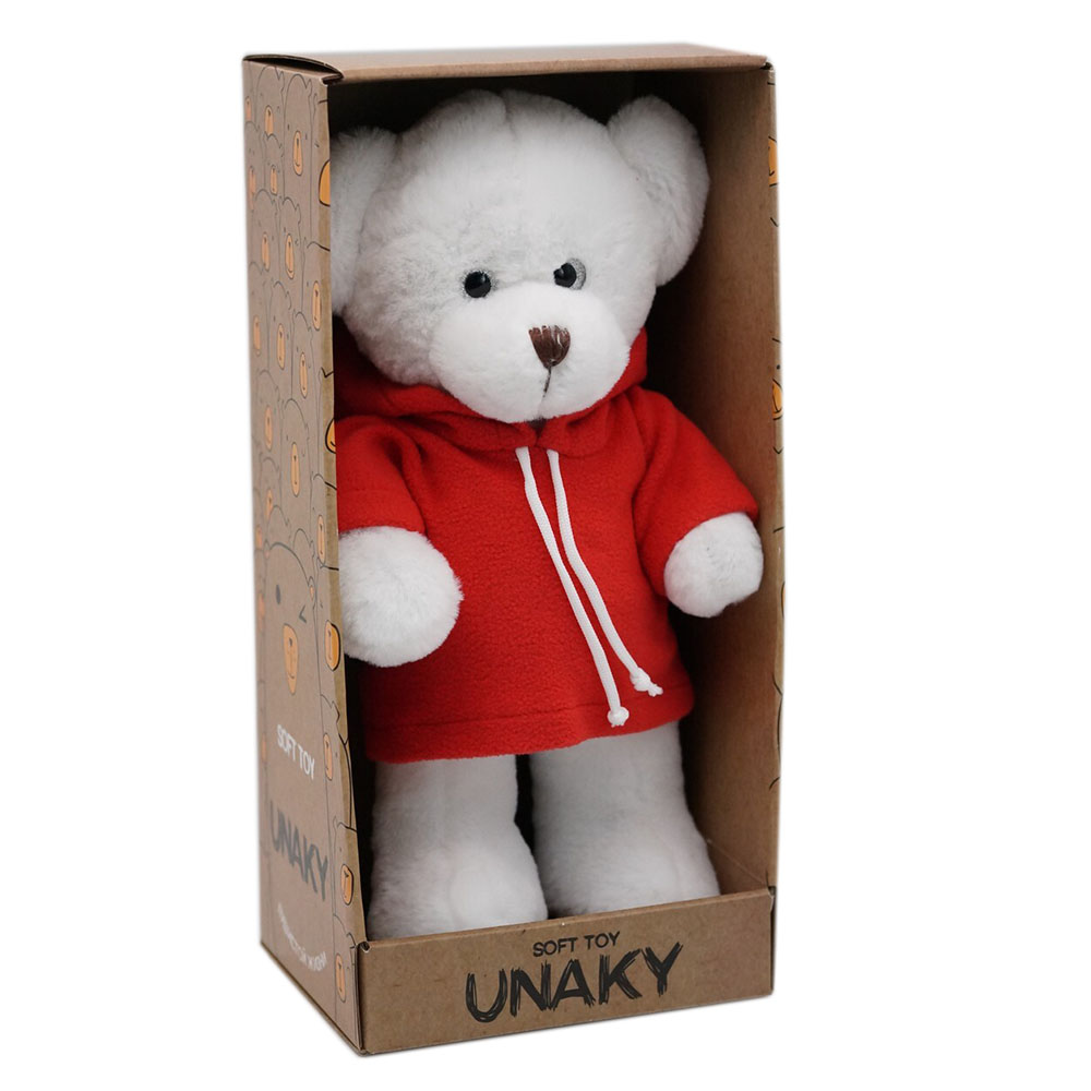 Мягкая игрушка в большой подарочной коробке Медведица Сильва в красной флисовой толстовке , 33 см, 0913333S-16L