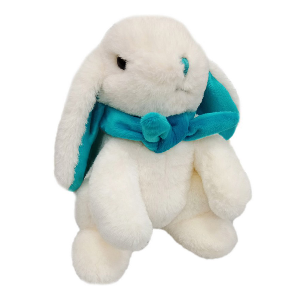 Кролик  сидячий 21 см белый/бирюз  AT365315