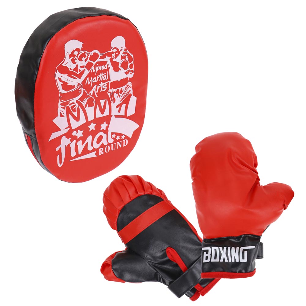 Набор для бокса красный. "Спортсмен" (лапа 24 см, перчатки, в сетке) ( Арт. Y24652006)