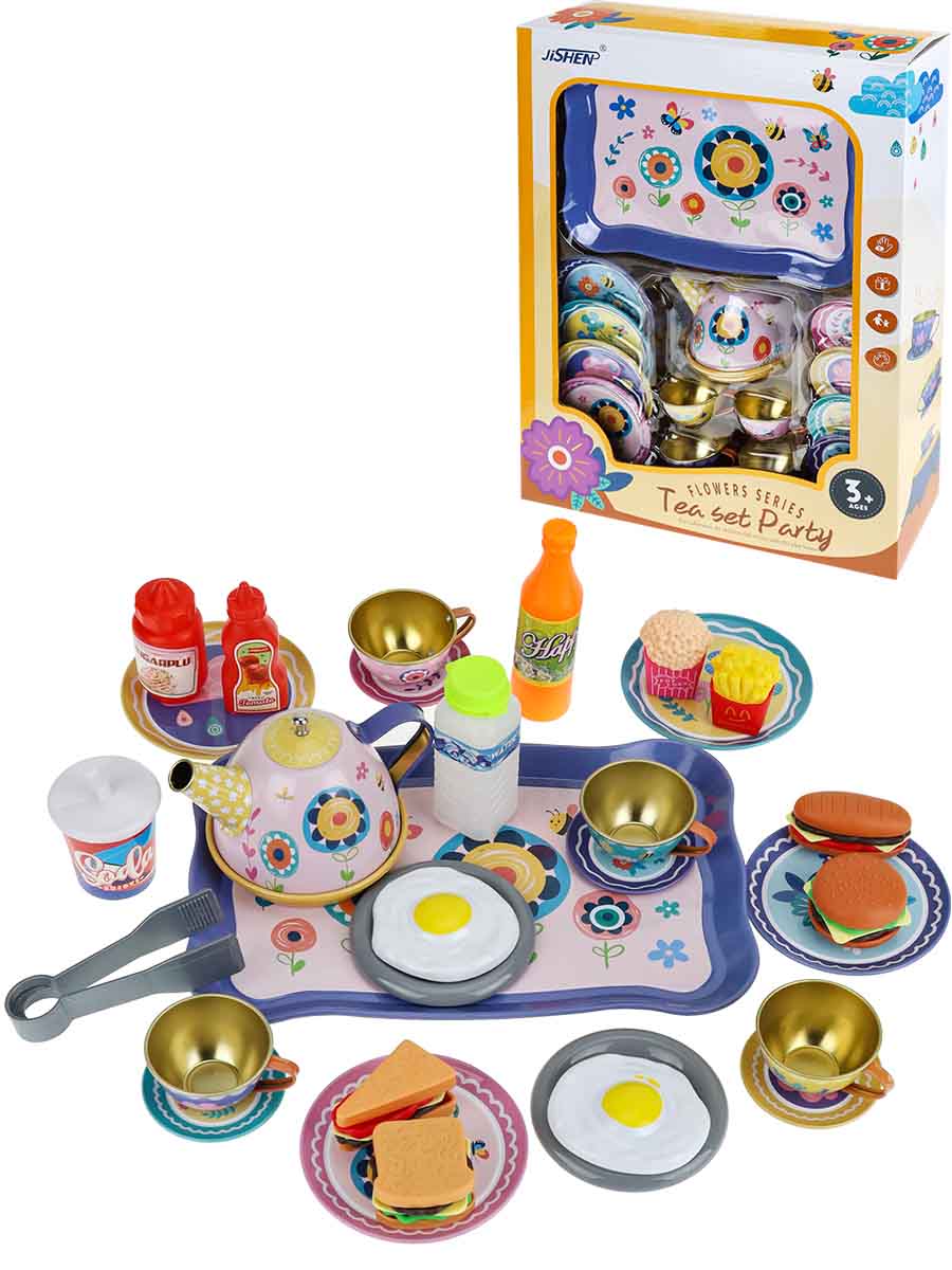 Набор посуды "Чаепитие"  разноцветный (14 предметов,металл, в коробке) (31х9х41 см) ( Арт. 2195750)