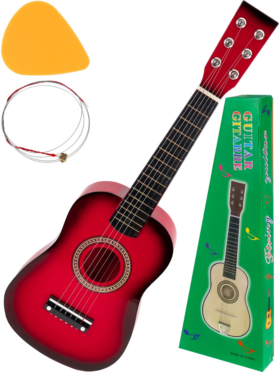 Деревянная игрушка. Гитара красная (59х19.5х6 см, в коробке) ( Арт. ИМ-1943)